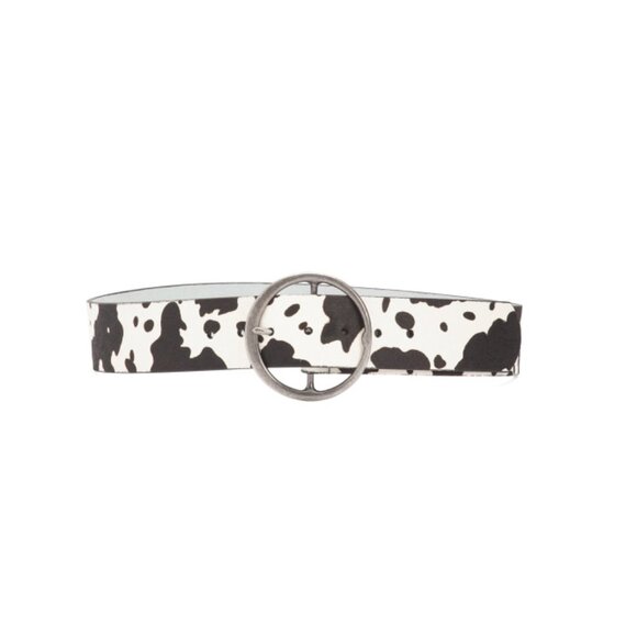 MOST WANTED Black Women's Leather Wildwood Cow Print Belt - Picture 1 of 1